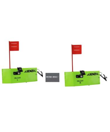 Blntackle76 Trolling Set: 2 pieces Jenzi side planner with flag from Jenzi (1x left 1x right) approx. 19x8cm planner board+ free Petri Heil!sticker