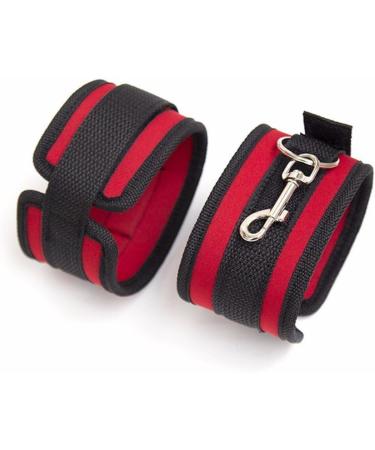 Adjustable Soft Nylon Wrist and Ankle Handcuffs Set in Red with Eye Mask - Comfortable and Stylish Bondage Kit - Buy Online on GoSupps.com