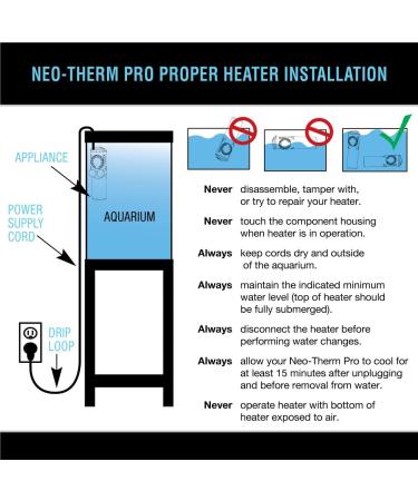 Cobalt Aquatics Neo-Therm Pro 50W Aquarium Heater - Fully-Submersible Thermostat for Freshwater and Saltwater Tanks - Shatterproof Design - Up to 12 Gallons - Black - Buy Online on GoSupps.com