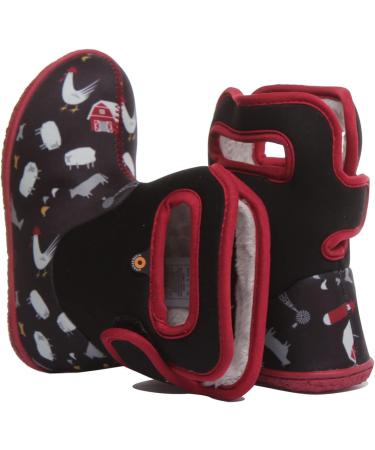 BOGS Baby Wellington Boots Plum Flower Stripe 71565 | UK Child Size 3-8 | Farm Black Multi - Buy Online on GoSupps.com