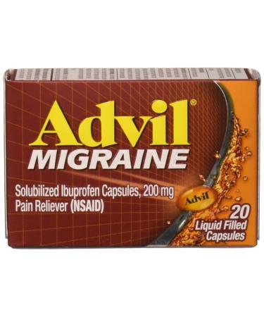 Advil Migraine Liquid Filled Capsules 20ct 200mg Advanced Medicine For Pain (Pack of 2)