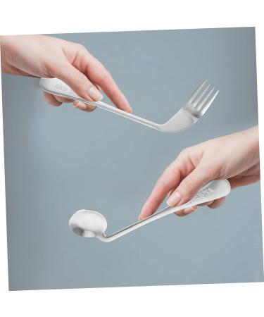 Buy Lurrose Left-Handed Cutlery Set - Angled Spoon & Fork for Easy Feeding - Stainless Steel 17x4.5cm | Ideal for Patients - Buy Online on GoSupps.com