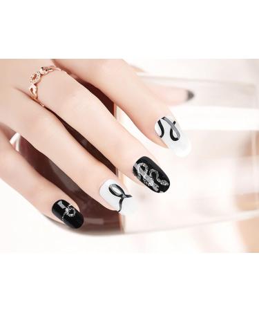 EBANKU Semi Cured Gel Nail Strips - Black and White Long Lasting Waterproof Nail Wraps Kit with Accessories - Buy Online on GoSupps.com