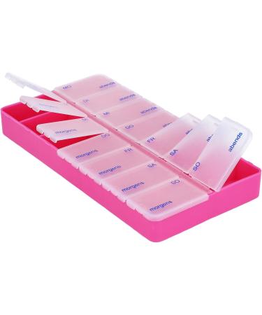 COM-FOUR 2x Drug Doser - 7-Day Medication Box with 2 Compartments - Pill Organizer - Tablet Storage - Pink/White - 02 Pieces - Buy Online on GoSupps.com
