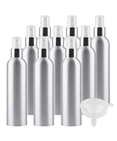 TIANZD 12 Pcs 250ml Empty Silver Aluminium Fine Mist Spray Bottle with White/Silver Metal Spray Head Refillable Travel Alu Bottles for Body Sprays Room Fragrances Perfumes Hair Garden Funnel Silver 250ml