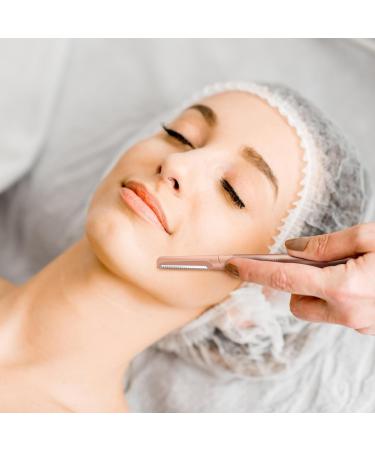 Findigit Eyebrow Razor & Dermaplaning Tool with 6 Refill Blades - Gold Facial Razor for Women & Peach Foot Removal - Ideal for Hair Removal & Peeling - Buy Online on GoSupps.com