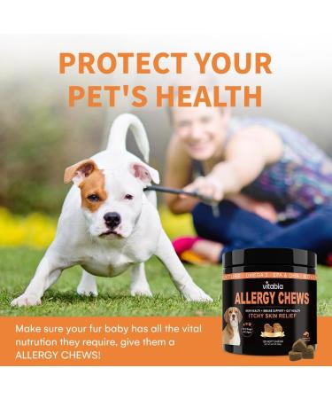 VITABIA Dog Allergy Chews with Salmon Oil & Probiotics - Itchy Skin Relief for Dogs (120 Soft Chews) - Buy Online on GoSupps.com