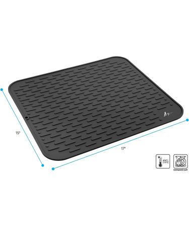 LuxPal Large 17X15 Premium Grade Silicone Pet Food Mat - Indoor/Outdoor Non-Slip Tray for Dogs & Cats - Washable & Food Grade (Black) - Buy Online on GoSupps.com