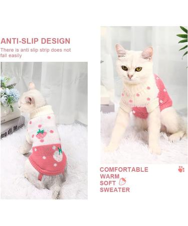 Shop Hillylolly Winter Pullover Cat Sweater Warm & Stylish Knitting Clothing for Cats Pink Strawberry Design - Buy Online on GoSupps.com