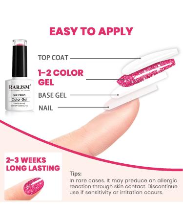 RARJSM Pink Gel Nail Polish - 7.5ml Reflective Glitter Neon Shimmer | Summer Candy Collection - Buy Online on GoSupps.com
