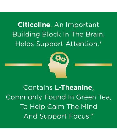 Nature's Bounty Brain Focus Nootropic Supplement | Supports Focus & Attention | Caffeine-Free with Cognizin Citicoline & L-Theanine | CoolMelt Chewable Tablets - 30 Count - Buy Online on GoSupps.com