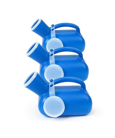 4 Pcs 1000ml Urine Bottle Portable Urinal Pee Bottles Car Emergency Toilet for Elderly Men Camping Travel (Blue) Happy