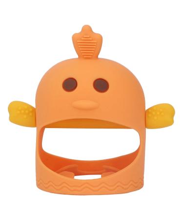 Baby at Ring pacifier silicone baby at Ring soothing pacifier with 2 stems baby touch training toy for day and night cient form (orange) baby toy