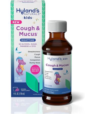 Hyland's Naturals Kids Cough and Mucus Nighttime Liquid - 4oz | Natural Relief for Ages 2-12 - Buy Online on GoSupps.com