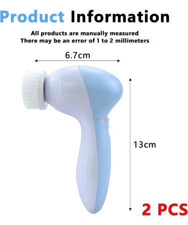 2 Pieces Electric Facial Cleansing Brush: IPX7 Waterproof Face Brush with 4 Brush Heads 360 Deep Cleansing Face Cleansing for Pores Exfoliating and Blackhead Cleansing Blue - Buy Online on GoSupps.com