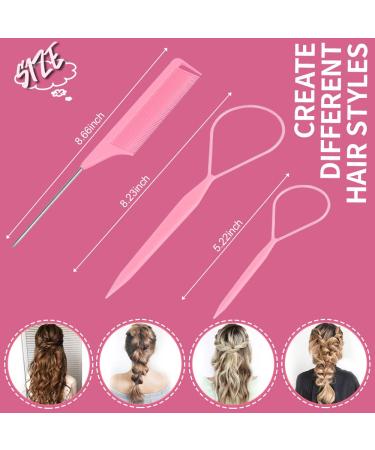 TsMADDTs Hair Loop Tool Set - 3PC Braid & Rat Tail Comb - Pink - Buy Online on GoSupps.com