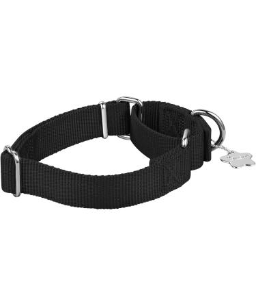 Durable Martingale Dog Collar - Adjustable No Escape Nylon for Medium Dogs (1in x 14-21in) - Black - Buy Online on GoSupps.com