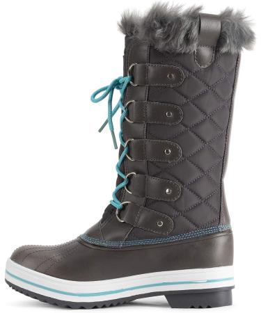 Polar Women's Nylon Tall Winter Snow Boot, Size 6, Gray/Blue - Waterproof & Insulated - Buy Online on GoSupps.com
