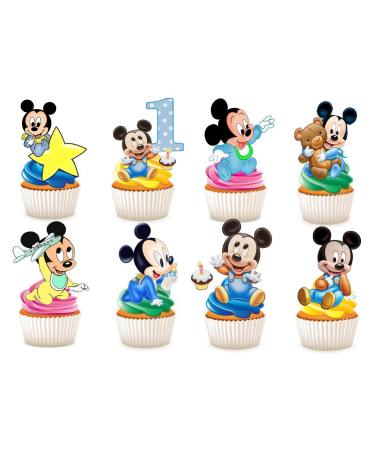 Ediblecakedecorations Mickey Mouse 1st Birthday Edible Cupcake Toppers - Pack of 30