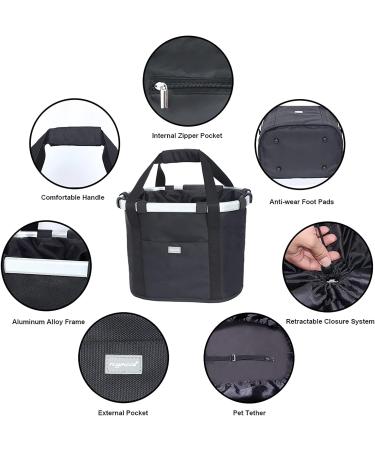 RAYMACE Bicycle Basket - Front Folding Detachable Quick Release Picnic Bag for Dogs - Easy Install Cycling Accessory, Black - Buy Online on GoSupps.com