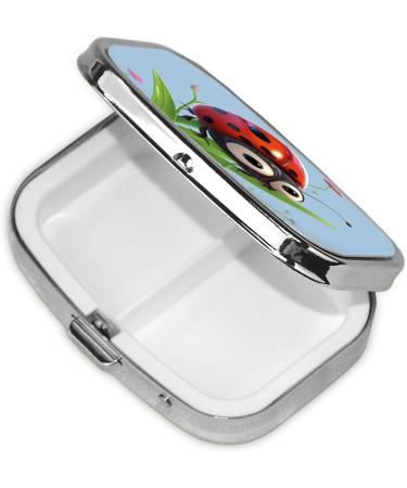 Ladybug Print 2 Compartment Pill Case - Cute Travel Pill Organizer for Purse & Pocket Gifts - Buy Online on GoSupps.com