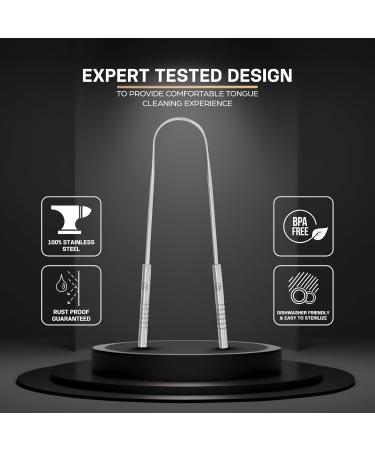Tongue Scraper for Kids - 100% Stainless Steel U-Shaped Tongue Cleaner for Fresh Breath & Oral Hygiene (Pack of 2) - Fun Emoji Design - Buy Online on GoSupps.com