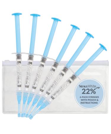 Kulzer 6 Pack: 22% Venus White Pro Teeth Whitening Gel w/Teeth Whitening Instructions & SDC Carrying Pouch Venus Whitening Gel Syringe Refill (6 Pack) Clear