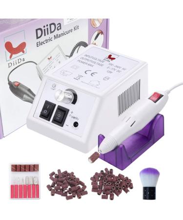 DiiDa Professional Electric Manicure Drill Set White Acrylic Nail Gel Polish Remover Electric Nail Files Pedicure Kit