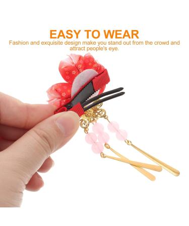 Solustre Japanese Hair Accessories - Torture Hair Clip Kimono Hairpins & Tassel Hair Clips | Geisha Hair Jewelry (Red) for Outdoor Use - Buy Online on GoSupps.com