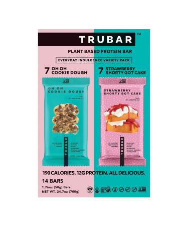 Plant-Based TRU Protein Bar Variety Pack 1.76 oz/Bar 14-Count (7 x Oh Oh Cookie Dough & 7 x Strawberry Shorty Get Cake)