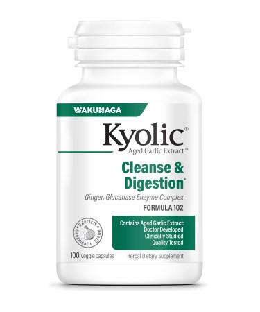Kyolic Aged Garlic Extract Formula 102, Ginger and Glucanase Enzyme Complex, 100 Vegetarian Capsules (Packaging May Vary)