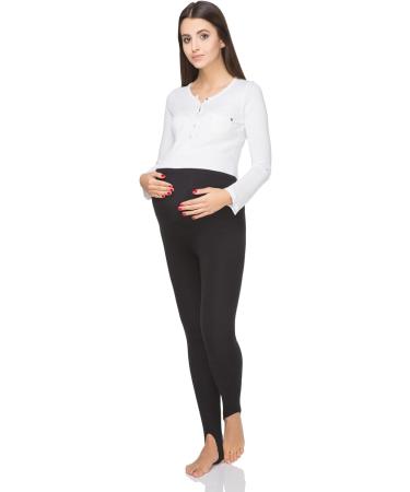 Women's Maternity Fleece Lined Stirrup Leggings - Over Bump Belly Support, High Waisted Winter Pants | Black, Sizes 8-22 UK - Buy Online on GoSupps.com