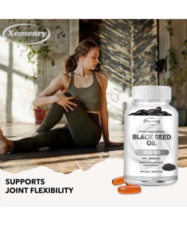 Black Seed Oil 2000mg (120 Capsules) 100% Pure Cold Pressed for Hair Skin & Nail Health Immune Support - Buy Online on GoSupps.com