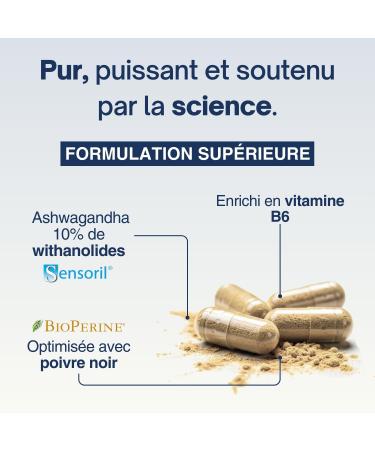 Ashwagandha Sensoril 300mg 10% Withanolides 2x Plus Fort Que KSM-66 - D tox Cortisol & Anti Stress Adulte + + Vitamine B6 Vegan Sans OGM 30 G lules 1 Mois Api-Nature - Buy Online on GoSupps.com