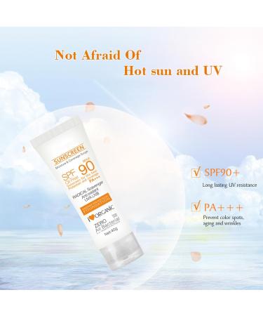 Face Sunscreen SPF 90 - Oil Free Natural Broad Spectrum Sunscreen Sunscreen Protector for Face and Body Sunscreen Cream for Most Skin Fulenyi - Buy Online on GoSupps.com