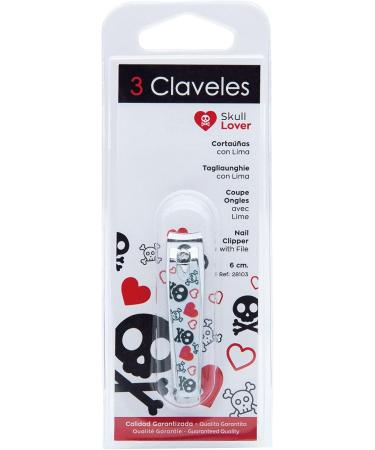 3 Claveles - Skull Lover Collection Carbon Steel 6cm Nail Clippers with Nail File - Buy Online on GoSupps.com
