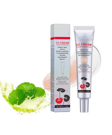 Cc Color Correcting Cream with Centella Asiatica, Redness Corrector for Face, Lightly Tinted Cream with Centella Asiatica, Facial Care Improves Complexion and Moisturizes (Dark)