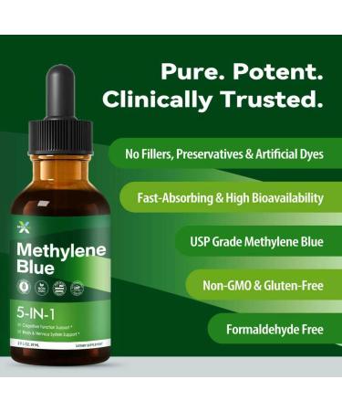 DETOXYNIC All-in-1 Methylene Blue Liquid Drops Support Cognitive Function - Brain Support Supplement Formulated with Herbal Extracts Ginkgo Leaf Bacopa & Ashwagandha, Formaldehyde Free for Human. 2oz - Buy Online on GoSupps.com