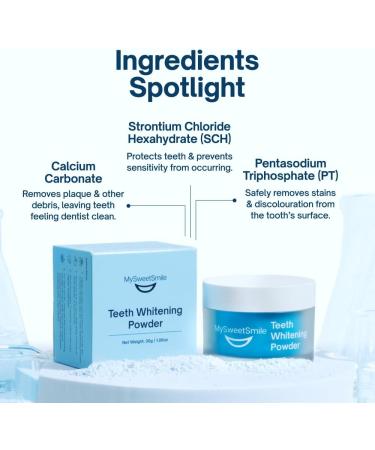 MySweetSmile Teeth Whitening Powder - 6 Month Supply | Stain Remover for Tea, Coffee, Wine & Smoking | Peroxide-Free Formula for Bright Smile | Mint Flavour 1.05oz - Buy Online on GoSupps.com