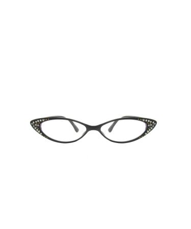 Pop Fashionwear Rhinestone Colorful Cat Eye Reading Glasses R223 (Black 2.00)