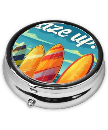 Beach & Surfboard Portable Metal Pill Box | Round Mini 3-Compartment | Travel Essential for Small Pills - Black - Buy Online on GoSupps.com
