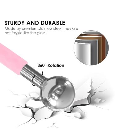 Rotating Stainless Steel Ice Globes for Facials - Unbreakable Cooling Roller Balls for Anti-Aging Skincare Reduce Dark Circles & Puffiness - Perfect for Face Neck & Eyes - Pink - Buy Online on GoSupps.com