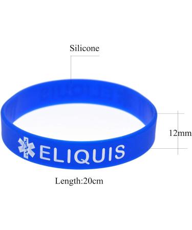4 Pack ELIQUIS Medical Alert ID Silicone Bracelet Wristbands for Men and Women - Buy Online on GoSupps.com