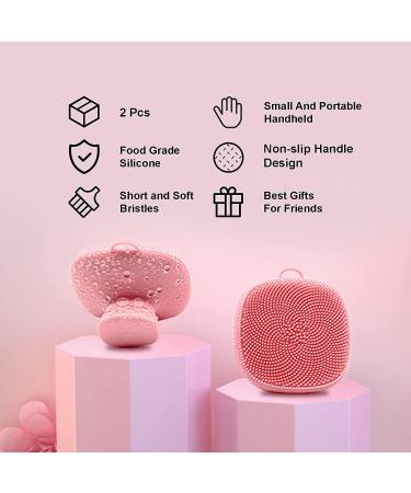 Mini Silicon Face Scrubber & Peeling Brush - Soft Manual Facial Cleaner for All Skin Types (Pink/Blue) - Buy Online on GoSupps.com