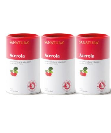 Sanatura Sanatura Acerola Powder 3x175g (Pack of 3) - High-dose natural vitamin C - from acerola cherry - Easy to use - Very economical - Vegan