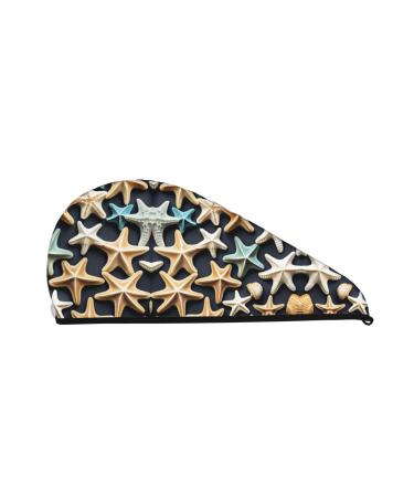 Seashell Starfish Coral Velvet Dry Hair Cap Unisex Wet Towel Wrap The Ideal Bathroom Pool Party Beach and Home Accessory