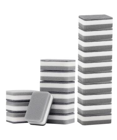 GEOINU 20PC Sponge Dishwashing Wipe Household Double Sided Pot Brush Kitchen Housework Cleaning Rounded Three Layer Sponge Scouring Pad Pack of 20