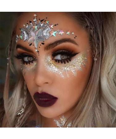 Ludress Crystals Sparkle Face Stickers Party Star Face Glitter Mermaid Body Jewels Festival Face Gems Decoration Make Up for Women and Girls (Multi-Colored) - Buy Online on GoSupps.com