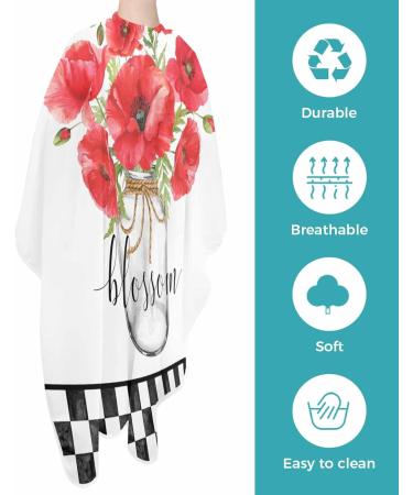 Buy Red Flower Plaid Barber Cape - Adjustable Hair Cutting Cape for All Ages | 55x63 Inch Watercolor Design | Ideal Hairdressing Accessory - Buy Online on GoSupps.com