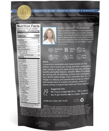 Kathy Ireland Daily Essentials Plant Based Protein Powder Mix 1.85 lbs - Vanilla Flavor | Shop Internationally & Boost Your Health - Buy Online on GoSupps.com